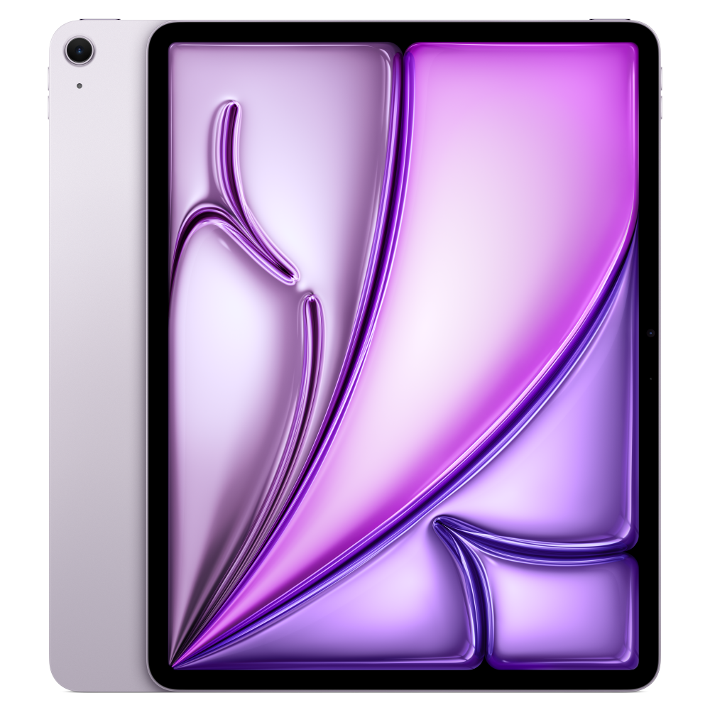 iPad Air M2 morado de 13 pulgadas, vista frontal y posterior